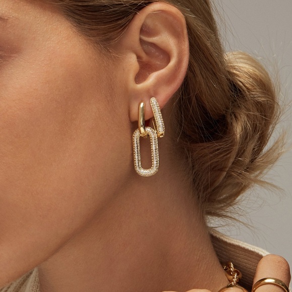 Rectangle Hoop earrings - Picture 4 of 7